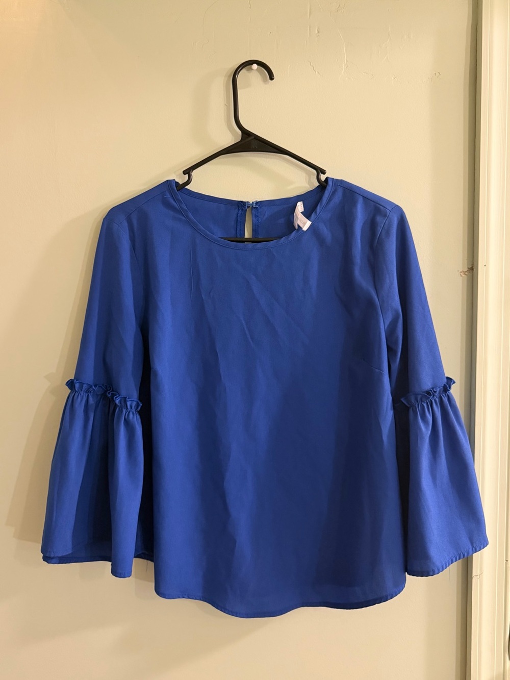 Roommates Cobalt Blue Ruffle Bell-Sleeve Blouse